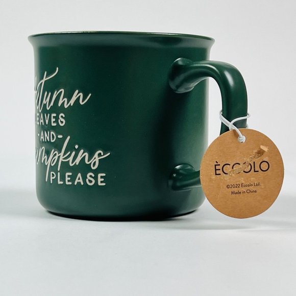 Eccolo 2022 Green Autumn Leaves & Pumpkin Please 18 oz Coffee Mug - Picture 3 of 6